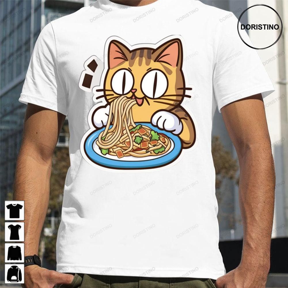 Cute Cat Eating Ramen Awesome Shirts